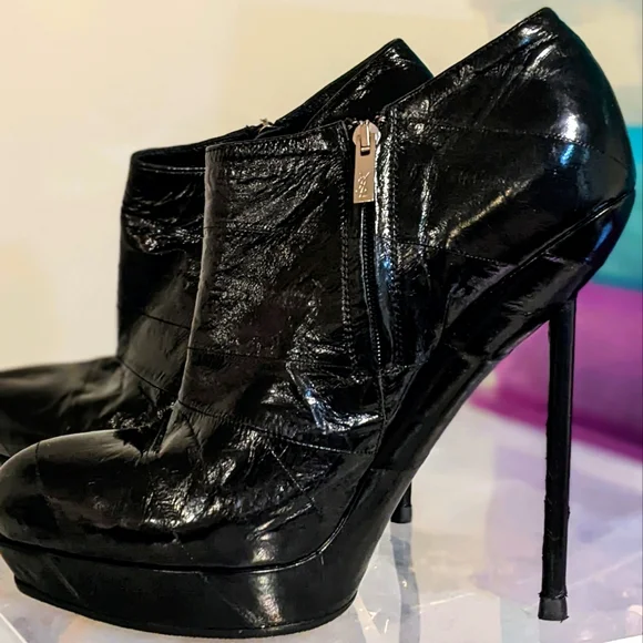 Yves Saint Laurent Eel Skin YSL Stiletto Booties 8 38 - Picture 5 of 17